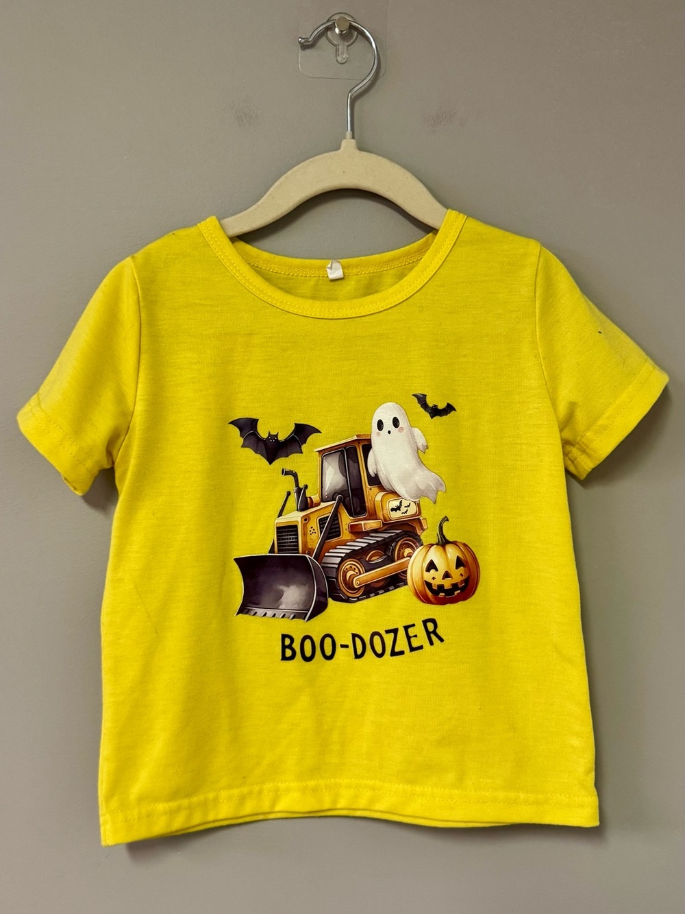 Yellow 'Boo-Dozer' Halloween Kids Costume Tee